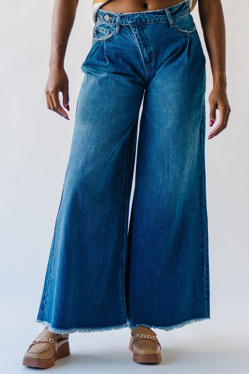 The Harbert High Rise Super Wide Leg Jean in Dark Blue