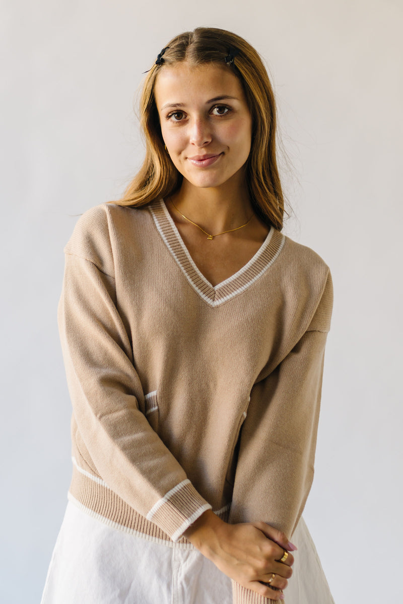 The Pauline Pocket Detail Sweater in Light Camel