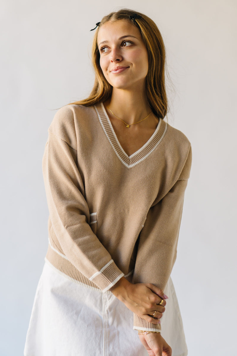 The Pauline Pocket Detail Sweater in Light Camel