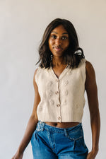 The Willits Floral Knit Vest in Cream