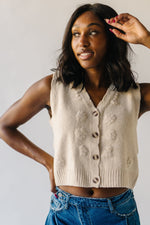 The Willits Floral Knit Vest in Cream