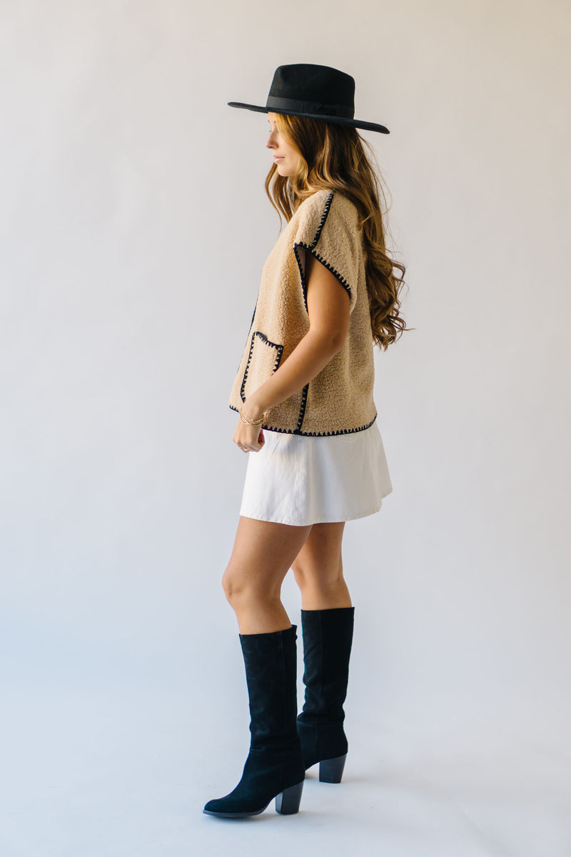 The Keeley Sherpa Stitch Detail Vest in Camel