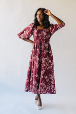 The Warby Textured Floral Maxi Dress in Mahogany