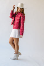 The Eskew Floral Quilted Jacket in Dark Red