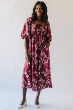 The Warby Textured Floral Maxi Dress in Mahogany