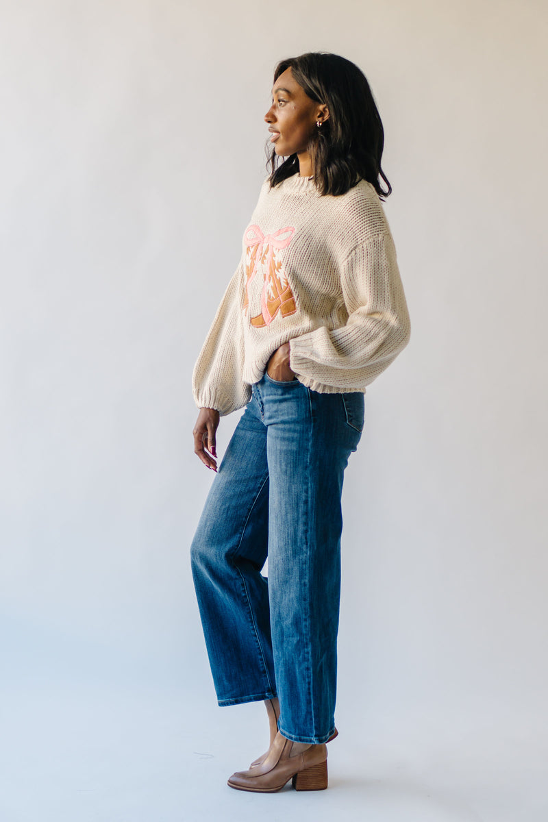 The Rivas Cowboy Boots Sweater in Cream