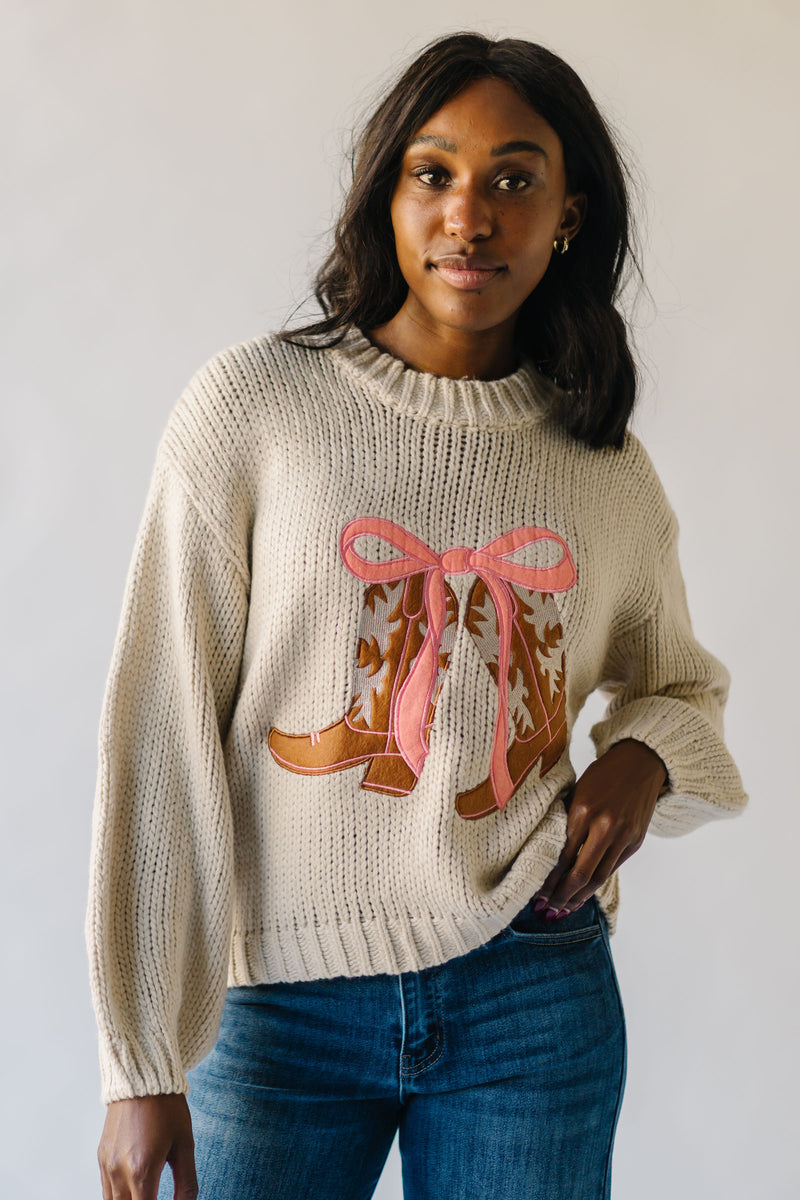 The Rivas Cowboy Boots Sweater in Cream