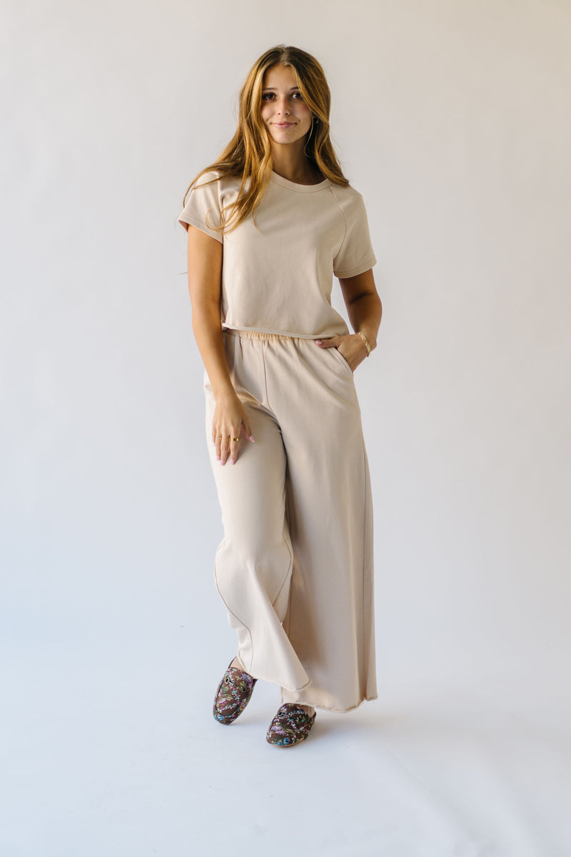 The Reidel Tee + Wide Leg Pant Set in Natural