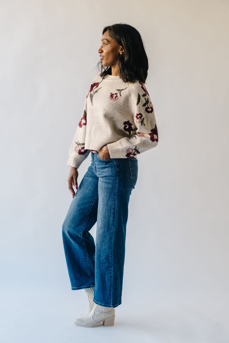 The Rothstein Floral Sweater in Light Taupe