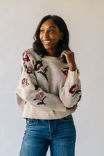 The Rothstein Floral Sweater in Light Taupe