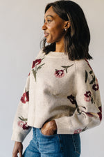 The Rothstein Floral Sweater in Light Taupe