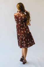 The Thweatt Floral Detail Dress in Brown Velvet