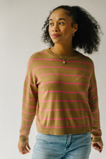 The Krenzer Striped Sweater in Mocha + Pink