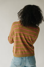 The Krenzer Striped Sweater in Mocha + Pink