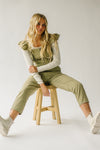 The Zenger Ruffle Sleeve Jumpsuit in Olive
