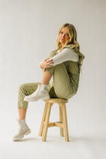 The Zenger Ruffle Sleeve Jumpsuit in Olive