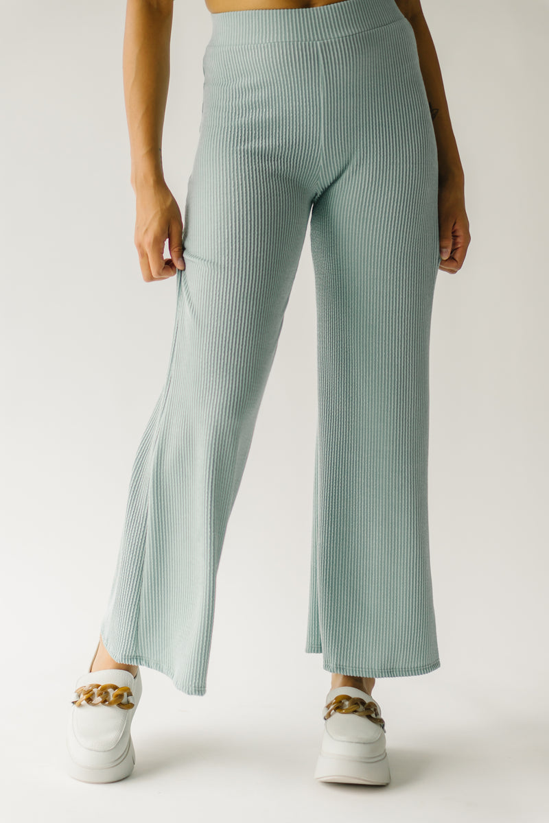 The Swift Ribbed Wide Leg Pant in Sage
