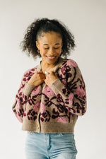 The Medora Floral Button-Up Sweater in Tan