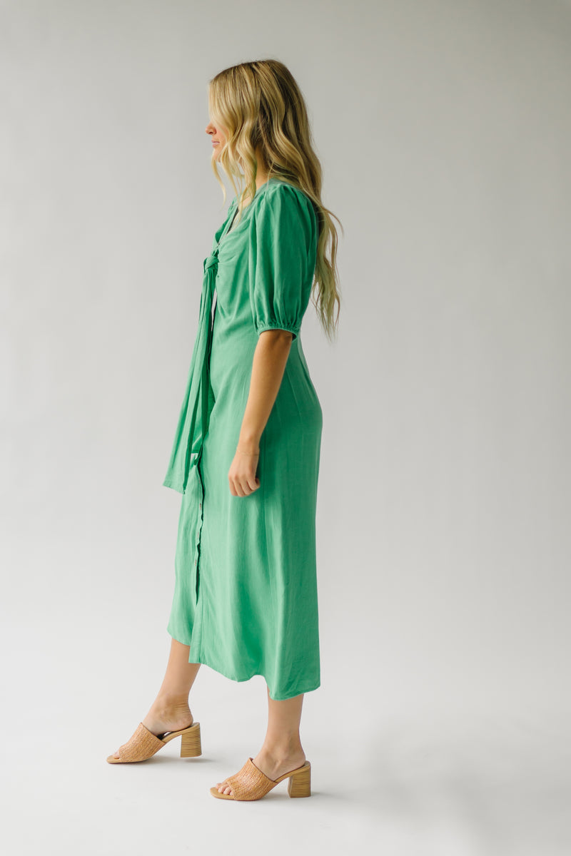 The Lizton Knotted Detail Midi Dress in Kelly Green