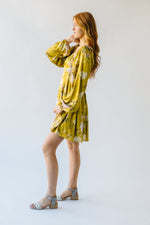 The Quintero Flared Satin Dress in Golden Yellow