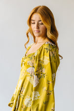 The Quintero Flared Satin Dress in Golden Yellow