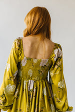 The Quintero Flared Satin Dress in Golden Yellow