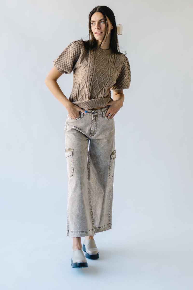 The Langdon Distressed Wide Leg Jean in Khaki