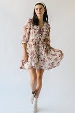 The Zaya Floral Collared Dress in Mauve