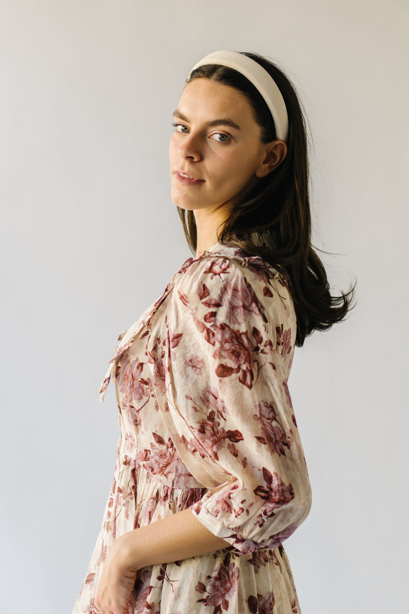 The Zaya Floral Collared Dress in Mauve