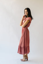 The Ratliff Flutter Sleeve Midi Dress in Dried Rose