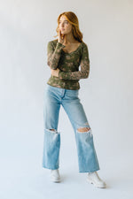 Free People: Clover Printed Thermal in Army Combo