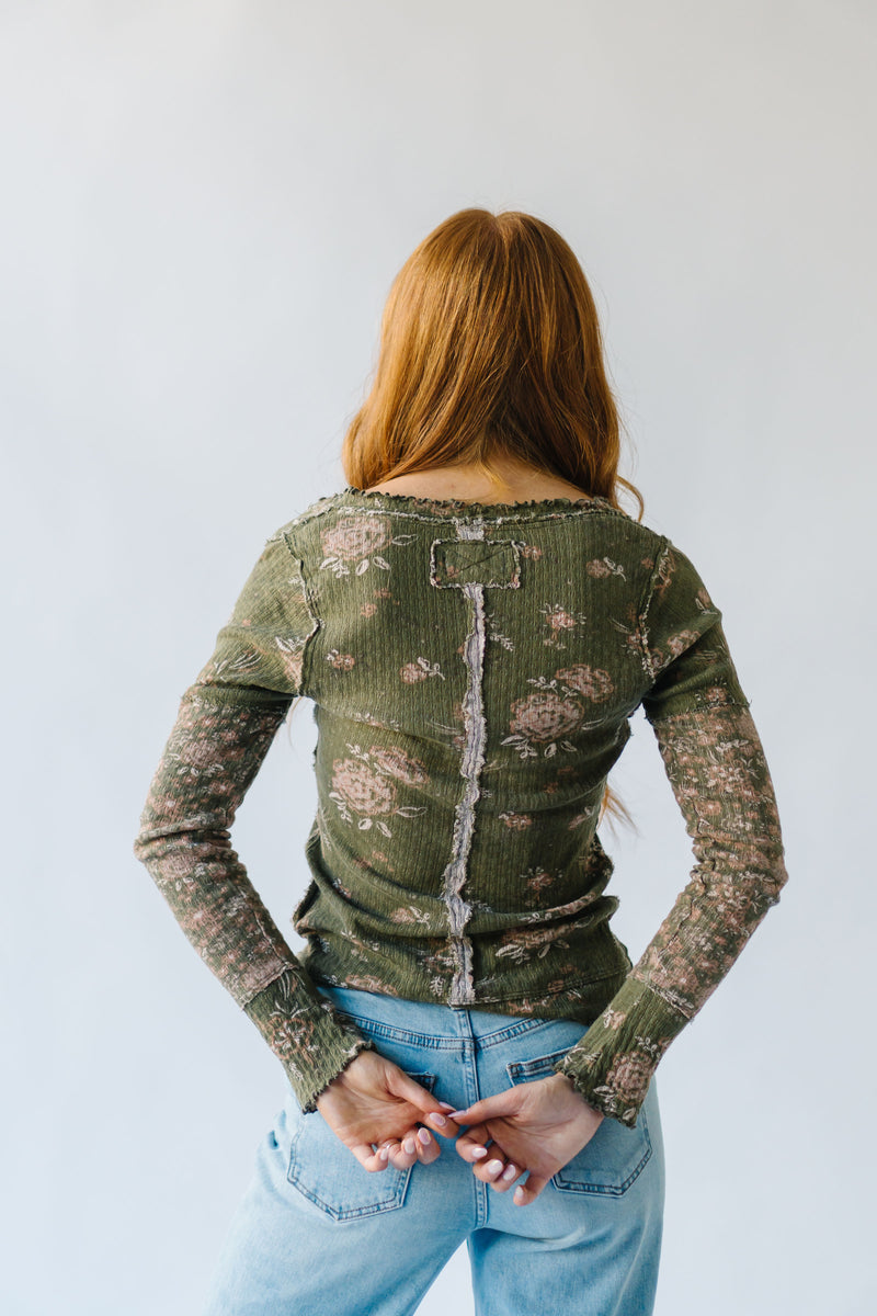 Free People: Clover Printed Thermal in Army Combo