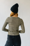 The Razia Striped Long Sleeve Tee in Olive + Black