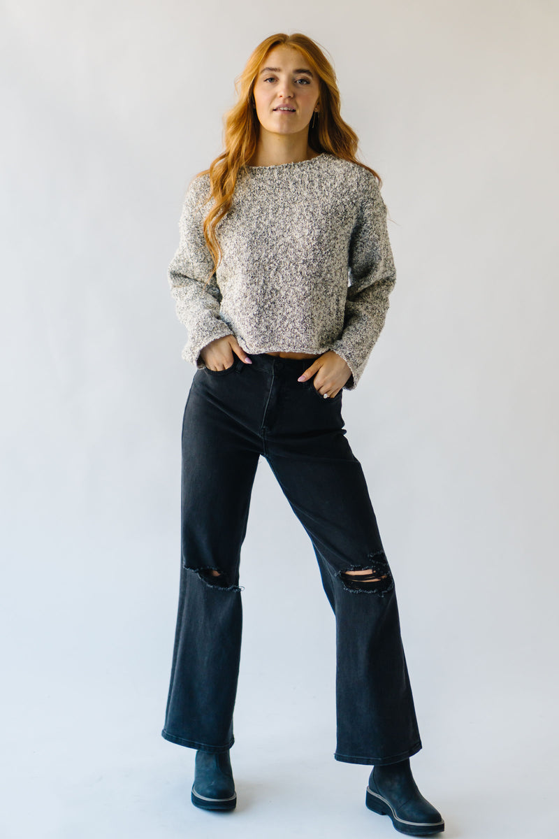 The Saina Two-Tone Sweater in Cream + Black