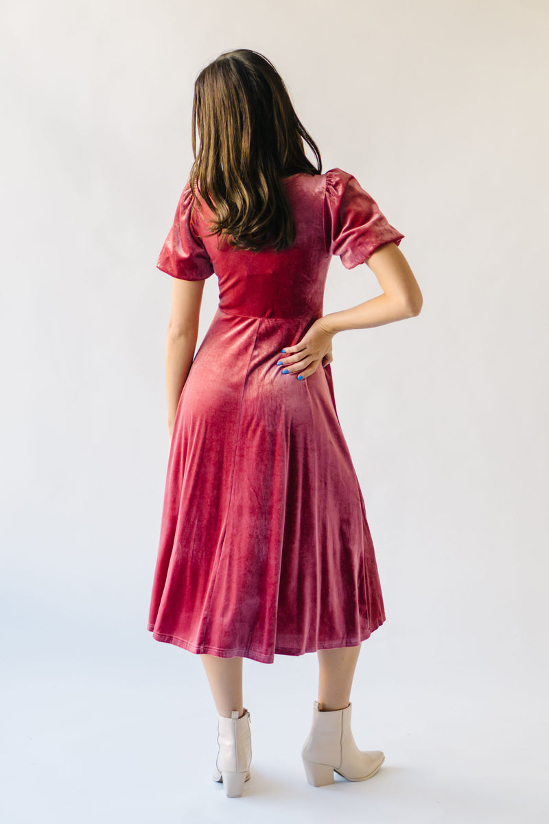 The Dalling Velvet Midi Dress in Marsala