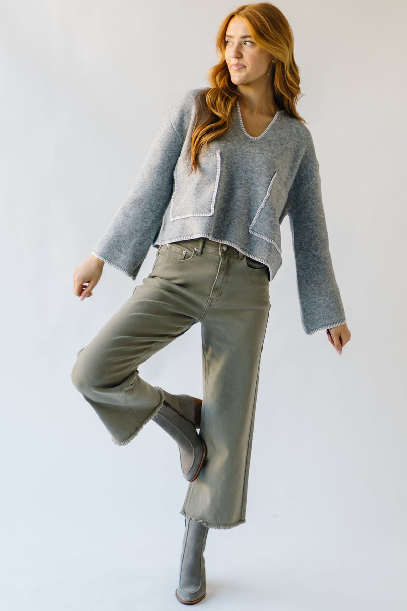 The Bradner V-Neck Sweater in Heather Grey