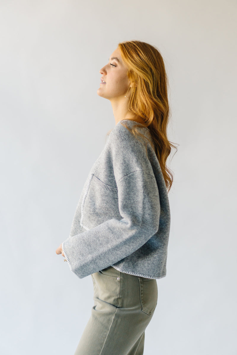 The Bradner V-Neck Sweater in Heather Grey