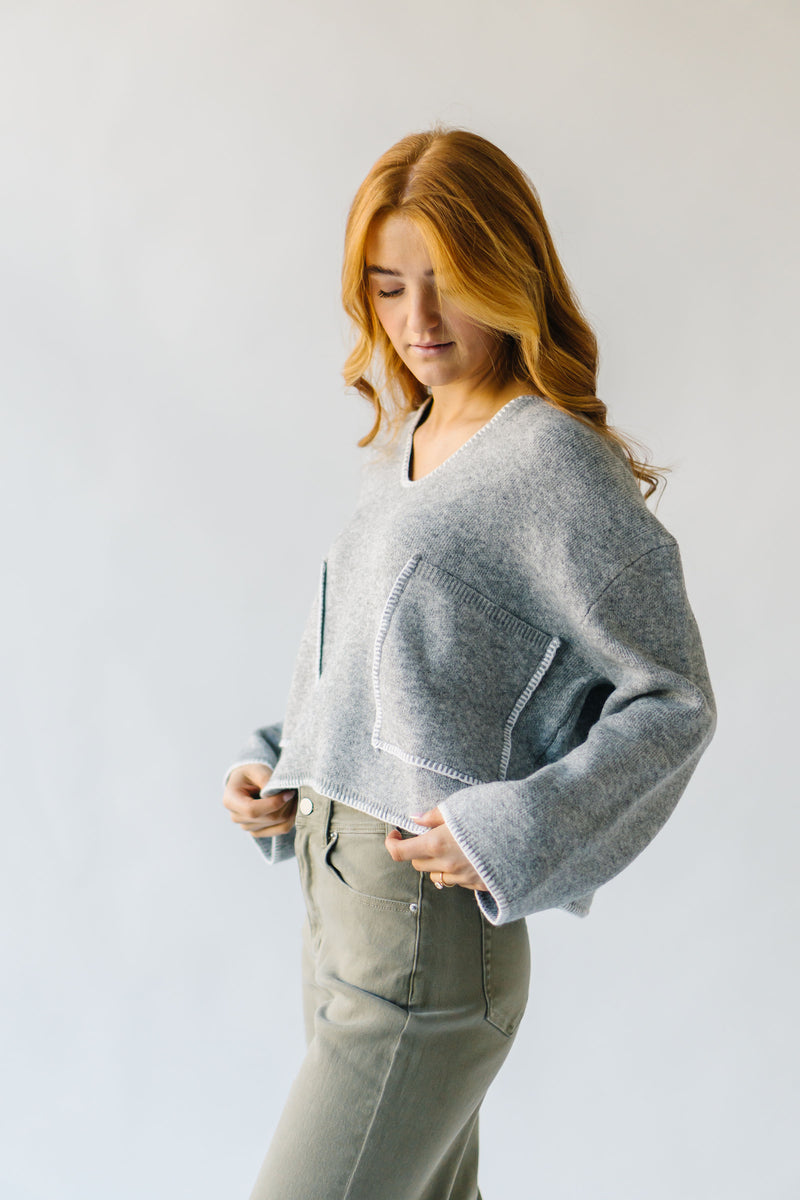 The Bradner V-Neck Sweater in Heather Grey