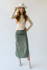 The Kola Satin Skirt in Olive