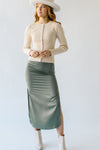 The Kola Satin Skirt in Olive