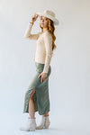 The Kola Satin Skirt in Olive