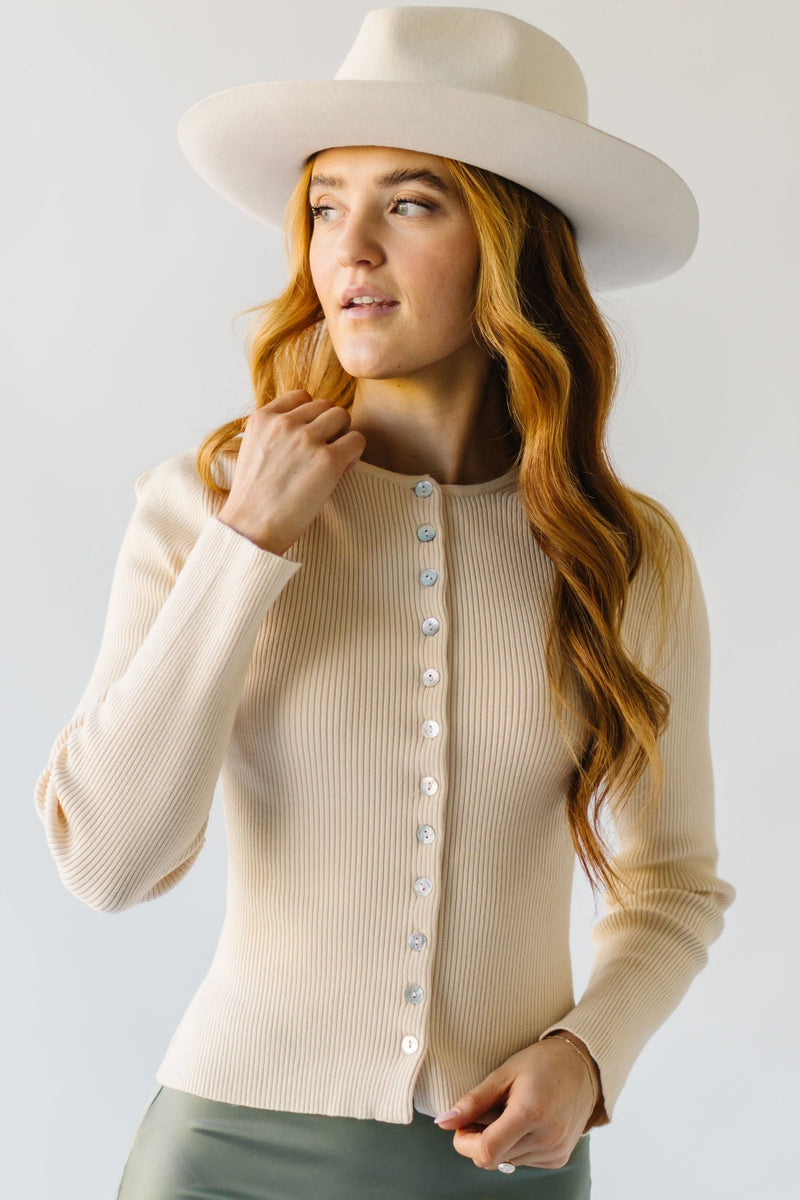 The Welton Ribbed Button-Up Cardigan in Cream