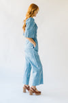 The Quintana Smocked Floral Jumpsuit in Denim