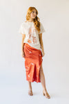 The Callero Embroidered Satin Maxi Skirt in Rust