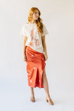 The Callero Embroidered Satin Maxi Skirt in Rust