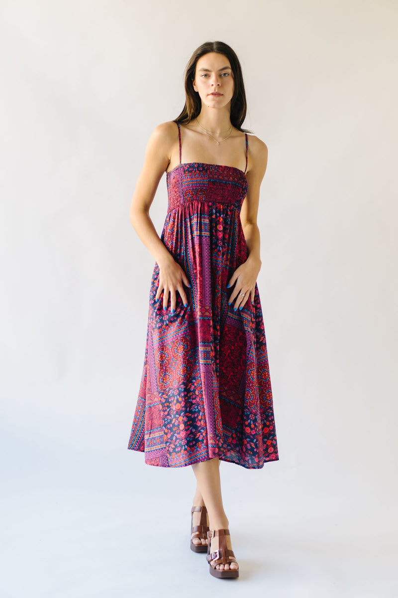 The Lexus Patterned Tank Dress in Burgundy