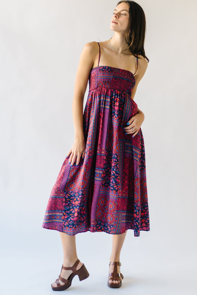 The Lexus Patterned Tank Dress in Burgundy