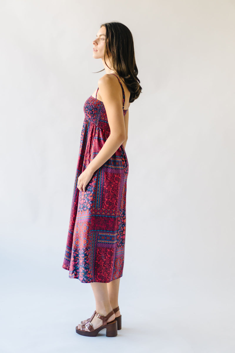 The Lexus Patterned Tank Dress in Burgundy