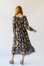 The Delancy Tiered Floral Maxi Dress in Black