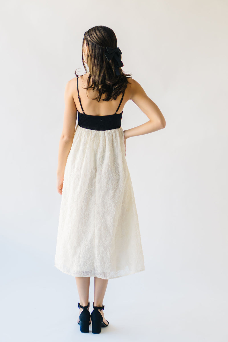 The Jamison Textured Tank Dress in Black + Cream